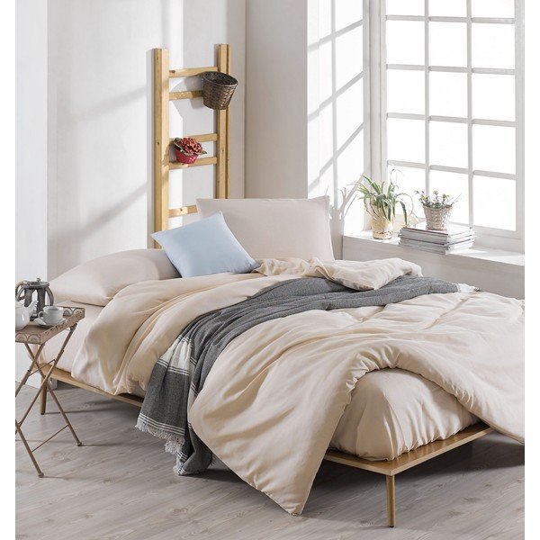 Béžové povlečení na dvoulůžko 200x200 cm Paint - Mijolnir-image-1