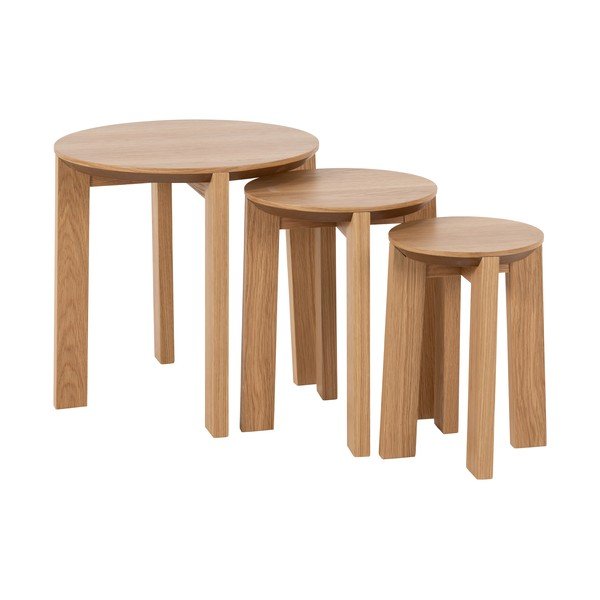 Kulaté odkládací stolky v sadě 3 ks v dekoru dubu ø 50 cm Maxime - Actona-image-2