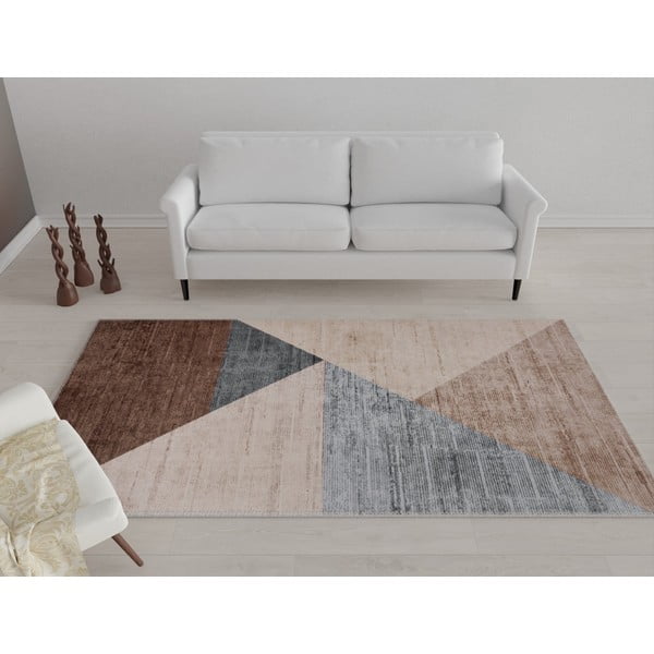 Hnědo-béžový pratelný koberec 80x50 cm - Vitaus-image-1