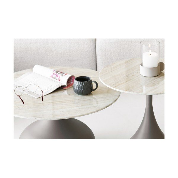 Khaki kulatý konferenční stolek se skleněnou deskou ø 70 cm Pienza – House Nordic-image-3