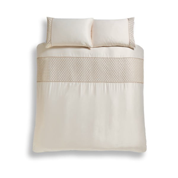 Béžové povlečení na dvoulůžko/prodloužené z mikrosaténu 230x220 cm Deco Sequin – Catherine Lansfield