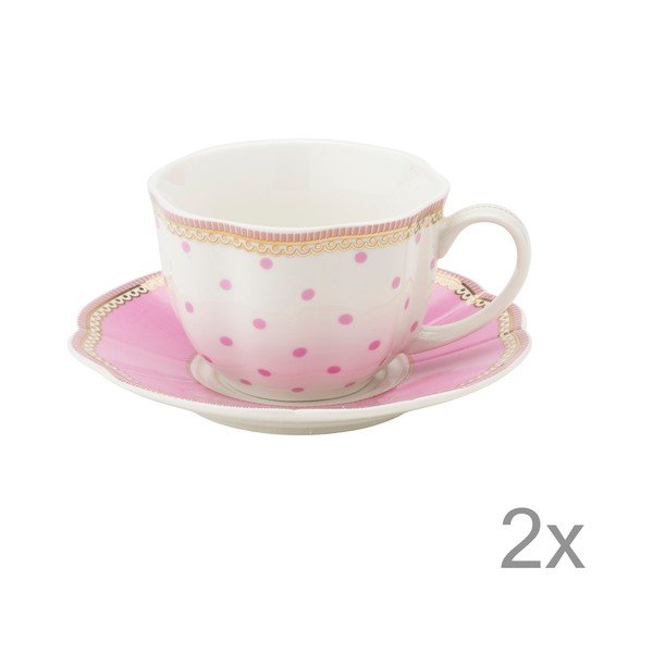 Porcelánový šálek s podšálkem Rosie od Lisbeth Dahl, 2 ks