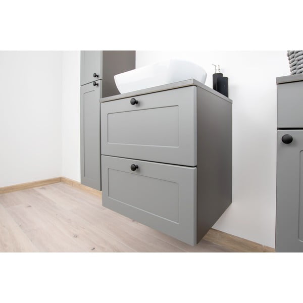 Šedá nízká závěsná skříňka pod umyvadlo 61,5x60 cm Senja – STOLKAR-image-2