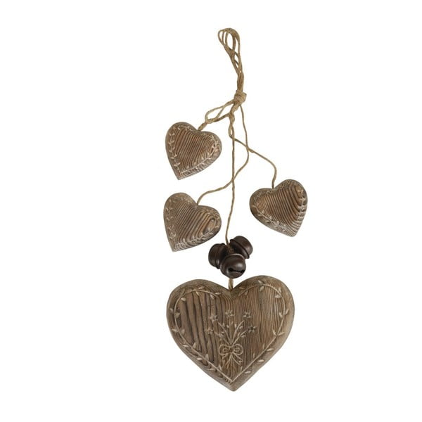 Dřevěná závěsná dekorace Antic Line Wood Garland Hearts