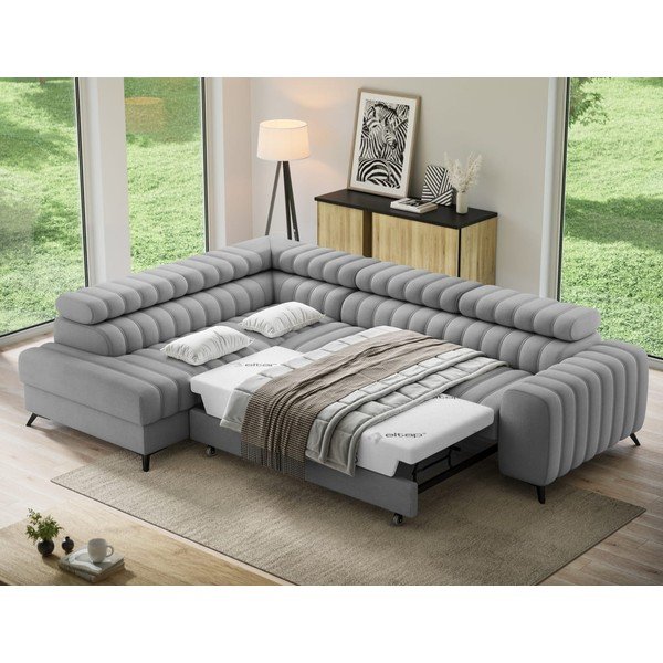 Šedá sametová rohová pohovka (levý roh/do L) Kanedo – ELTAP-image-3