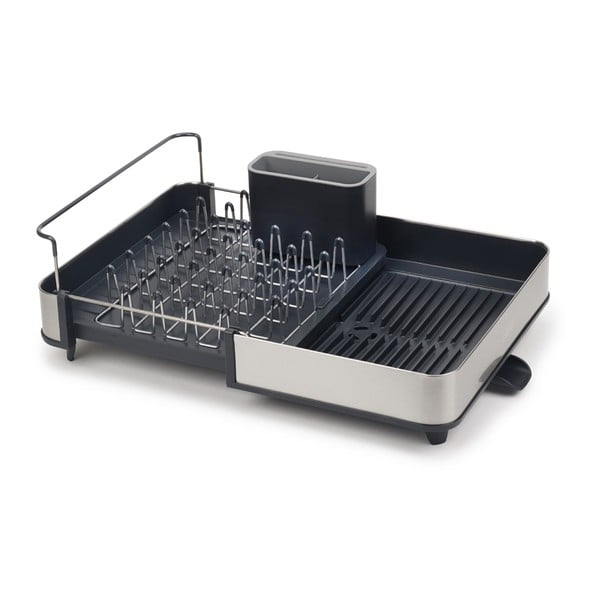 Tmavě šedý nastavitelný odkapávač z nerezové oceli 36x32 cm Extend Steel – Joseph Joseph