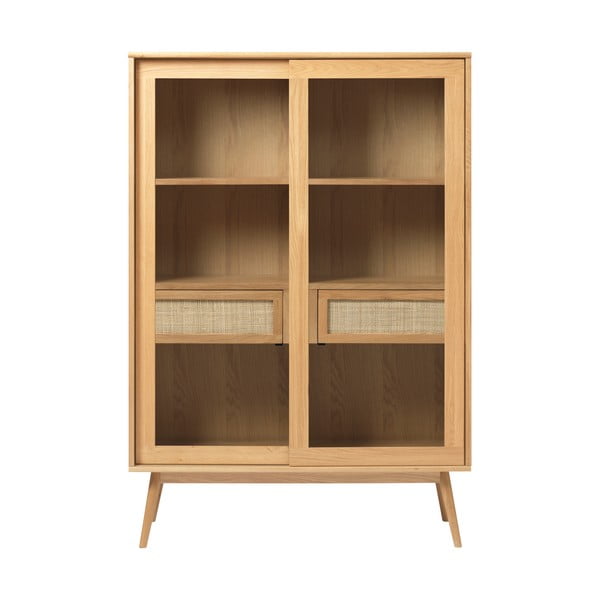 Vitrína v dekoru dubu s posuvnými dveřmi v přírodní barvě 110x160 cm Barrali – Unique Furniture