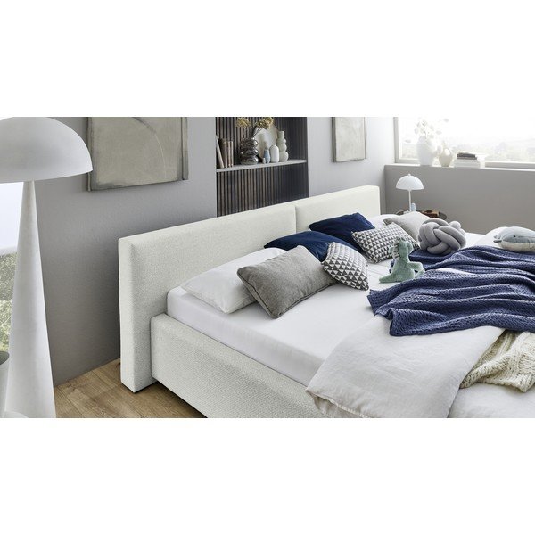 Bílá čalouněná dvoulůžková postel s úložným prostorem s roštem 200x240 cm Cube – Meise Möbel-image-3