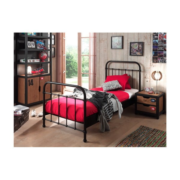 Černá kovová dětská postel Vipack New York, 90 x 200 cm-image-2