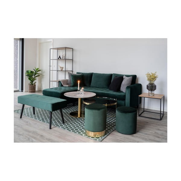 Tmavě zelená sametová lavice Bonami Essentials Skiby-image-3