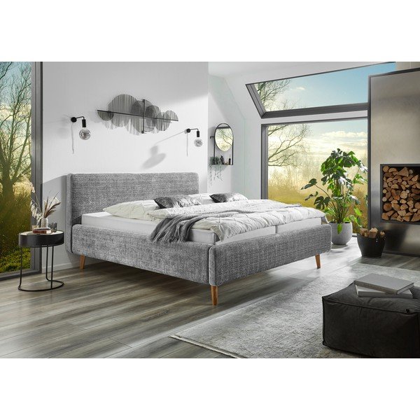 Světle šedá čalouněná dvoulůžková postel s roštem 180x200 cm Primavera – Meise Möbel-image-1