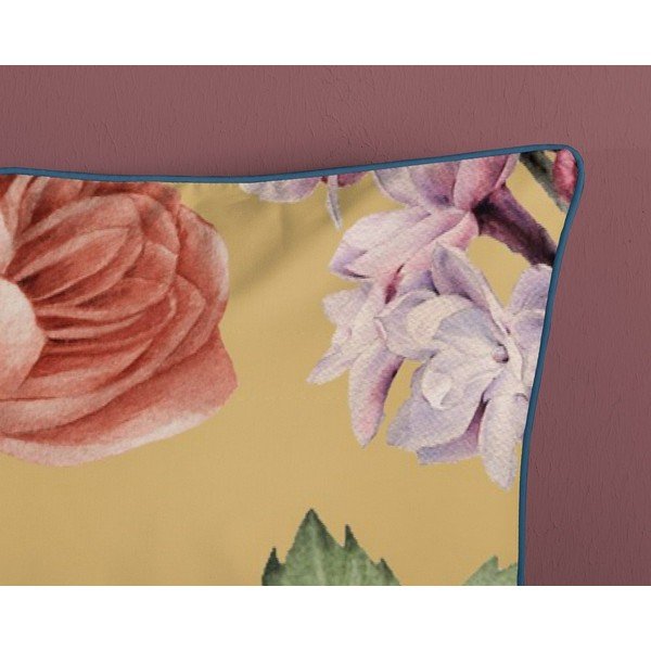 Žluté povlečení na jednolůžko z organické bavlny Descanso Flowery, 140 x 200 cm-image-3