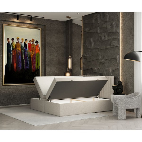 Béžová boxspring postel s úložným prostorem 140x200 cm Spencer – Maison de Rêve-image-2