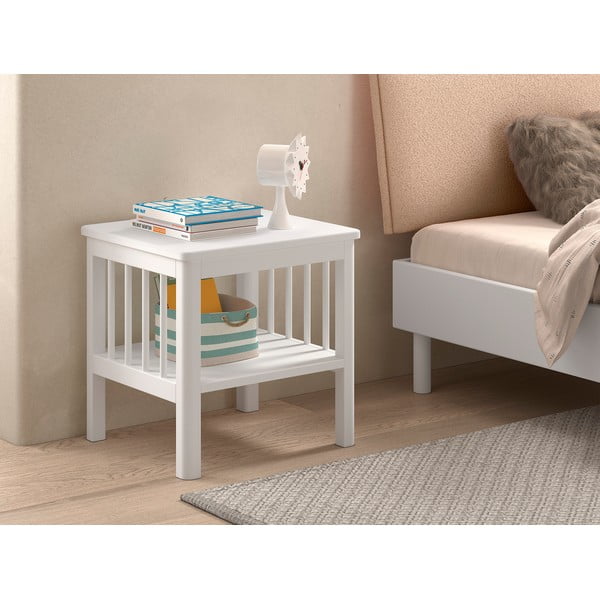 Bílý dětský noční stolek z bukového dřeva Forrest – Vipack-image-1