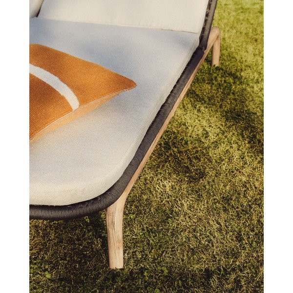 Tmavě šedé dřevěné polohovací zahradní lehátko Alipa – Kave Home-image-3