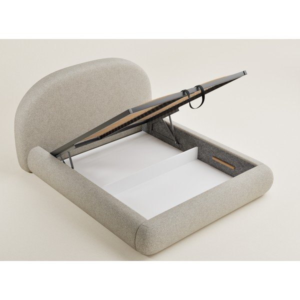 Béžová čalouněná dvoulůžková postel s úložným prostorem s roštem 160x200 cm Maumere – Maison de Rêve-image-3