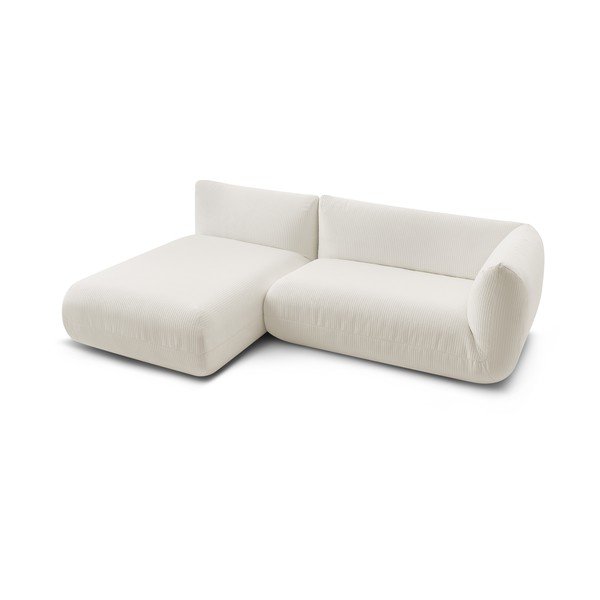 Bílá manšestrová rohová pohovka (levý roh) Lecomte – Bobochic Paris-image-4