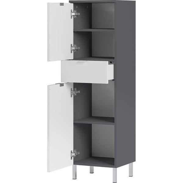 Bílo-šedá vysoká koupelnová skříňka 34x120 cm Mauresa - Germania-image-2