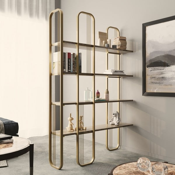 Regál v dekoru borovice ve zlaté barvě 125x180 cm Sierra – Kalune Design-image-1