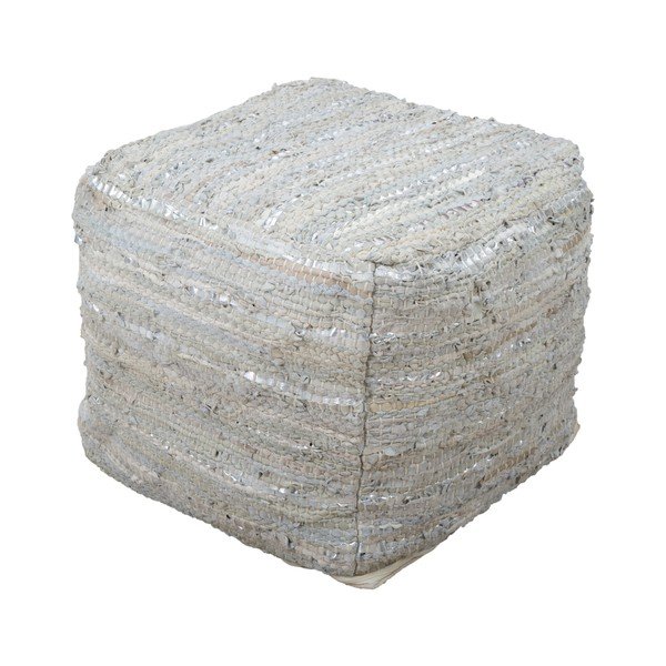 Kožený puf s bavlněnými detaily Mauro Ferretti Delhi Quadrato-image-1