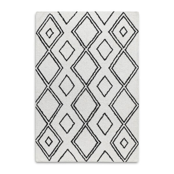 Černobílý ručně tkaný koberec z bavlny s geometrickými motivy HF Living Morocco, 120 x 170 cm