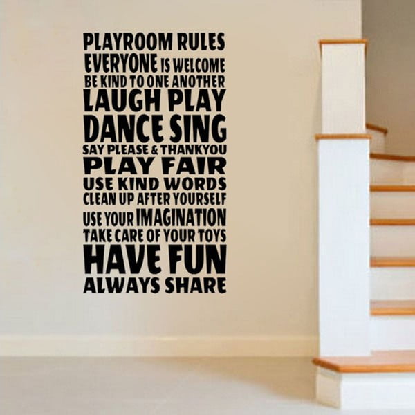 Dekorativní samolepka Playroom Rules, 60x40 cm