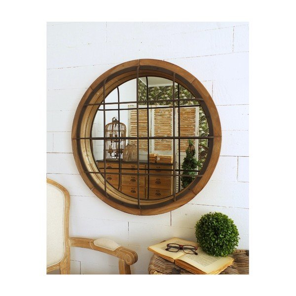 Nástěnné zrcadlo Orchidea Milano Vintage Natural, ⌀ 80 cm