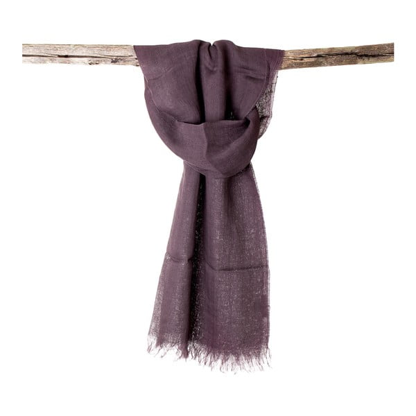 Lněný šátek Luxor 65x200 cm, fialovohnědý