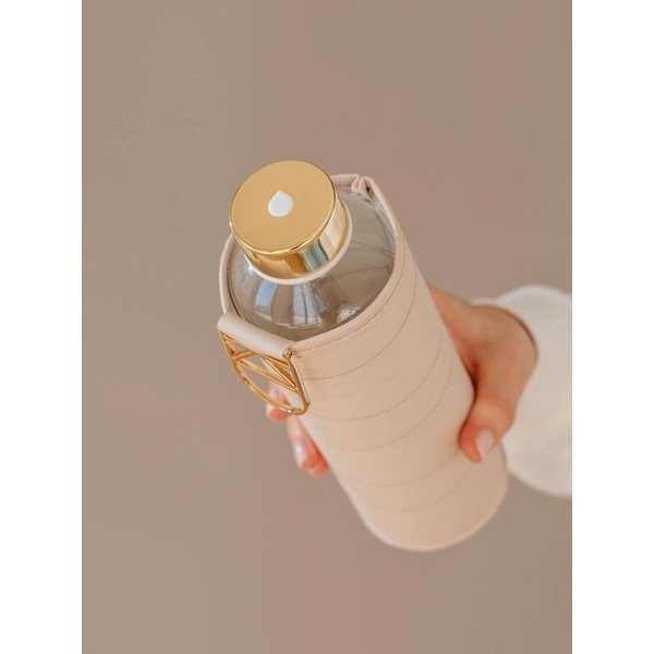 Béžová láhev z borosilikátového skla s obalem z umělé kůže Equa Mismatch, 750 ml-image-2