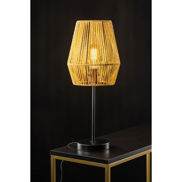 Stolní lampa v černo-přírodní barvě se stínidlem z třtinového výpletu (výška 55 cm) Eranko – GTV-image-1