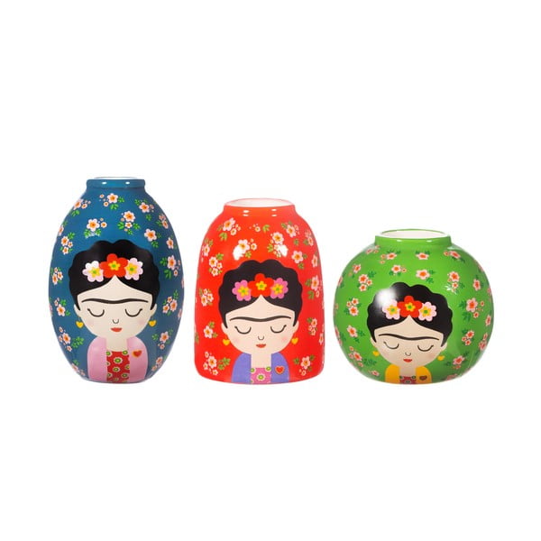 Keramické vázy v sadě 3 ks (výška 8 cm) Floral Frida – Sass & Belle