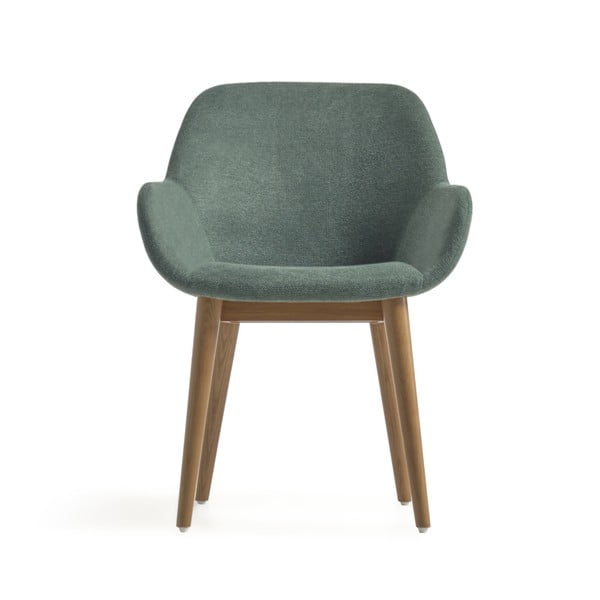 Zelené čalouněné jídelní křeslo s područkami Konna – Kave Home-image-2