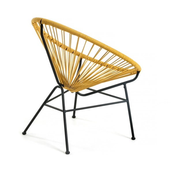 Hořčicově žluté zahradní křeslo s ocelovou konstrukcí Kave Home Samantha-image-3