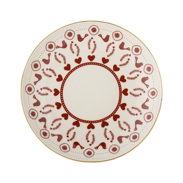 Krémový dezertní  talíř s vánočním motivem z kameniny ø 16 cm Jolly – Bloomingville