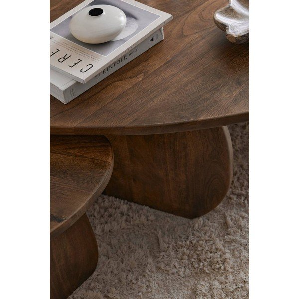 Tmavě hnědý konferenční stolek z mangového dřeva Mushroom – Ellos Home-image-2