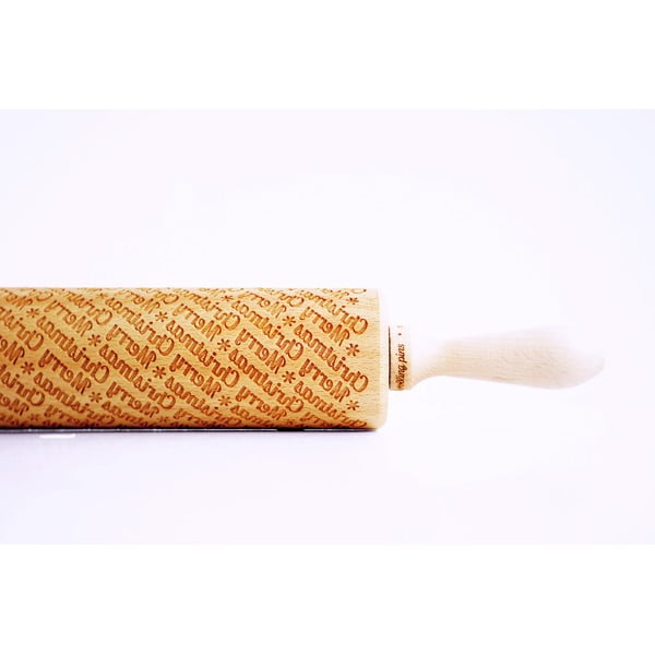 Dřevěný vánoční embosovaný váleček na těsto Valek Merry Christmass-image-1