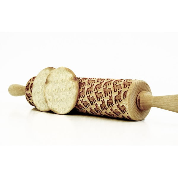 Dřevěný embosovaný váleček na těsto Valek French Bulldog-image-2