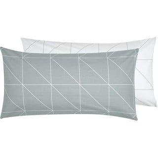 Bílo-šedý bavlněný dekorativní povlak na polštář by46, 45 x 85 cm