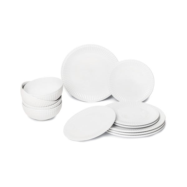12dílná sada bílého porcelánového nádobí Bonami Essentials Purita