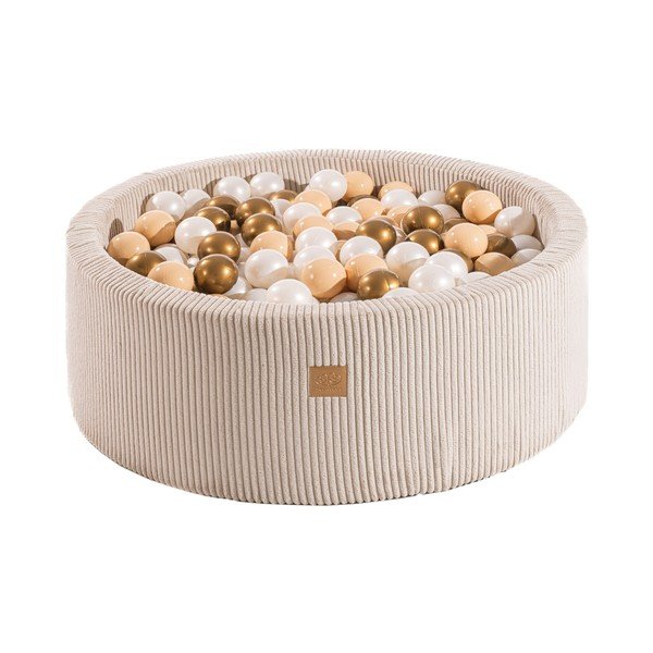 Krémový manšestrový bazének s míčky ø 90x30 cm Montessori – Meowbaby