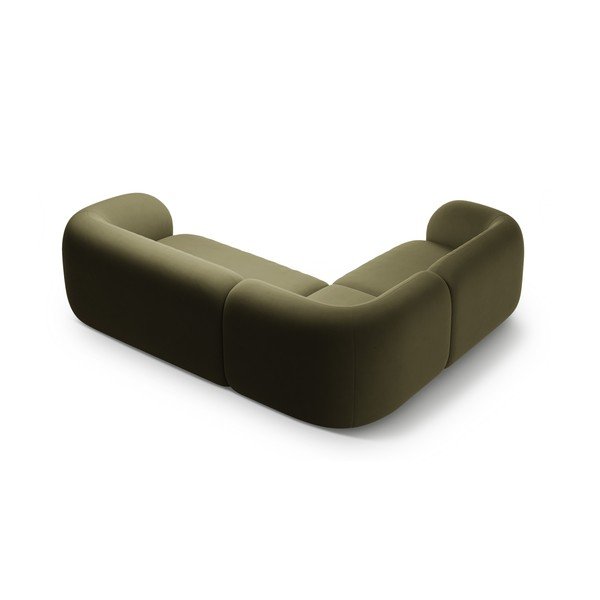 Zelená sametová rohová pohovka (levý roh/do L) Kate – Micadoni -image-2