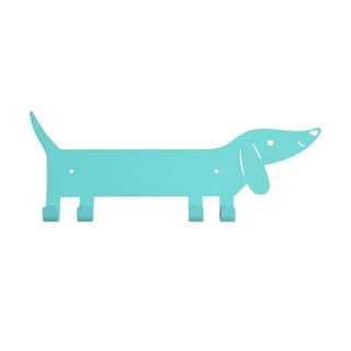 Tyrkysový kovový nástěnný dětský věšák Sausage Dog – Rex London