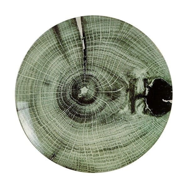 Zelený skleněný dekorační talíř s texturou dřeva Villa Collection, ∅ 30 cm