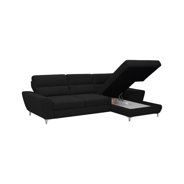 Černá rozkládací rohová pohovka Windsor & Co Sofas Omega, pravý roh-image-4