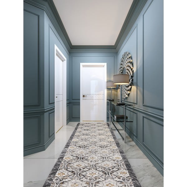 Tmavě šedý/slonovinový běhoun 80x250 cm Soft Viskan – FD-image-1