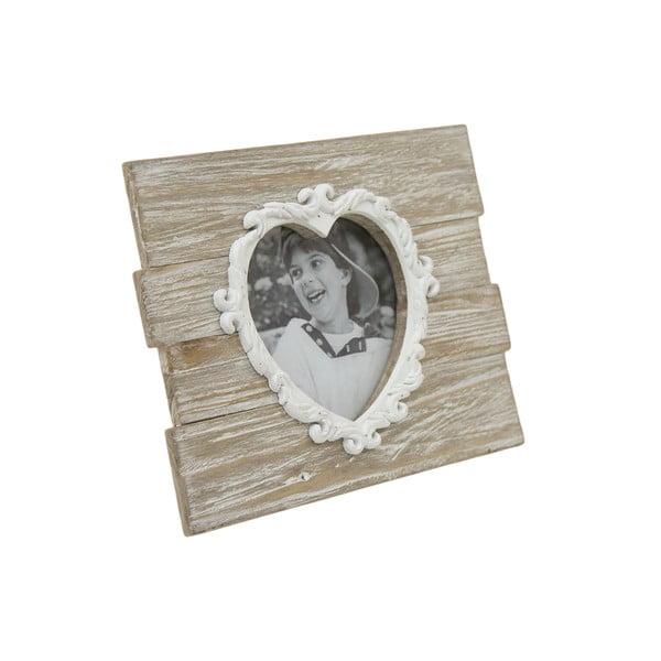 Dřevěný fotorám ve tvaru srdce Ego Dekor, 25 x 19 cm