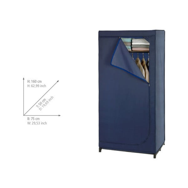 Modrá látková šatní skříň 75x160 cm Business - Wenko-image-1