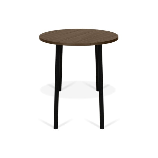 Konferenční stolek v dekoru ořechového dřeva s černými nohami TemaHome Ply, ø 50 cm