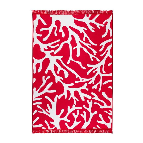 Červeno-bílý oboustranný koberec Coral Reef, 80 x 150 cm