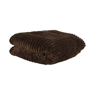 Hnědý sametový pléd PT LIVING Ribbed, 150 x 200 cm